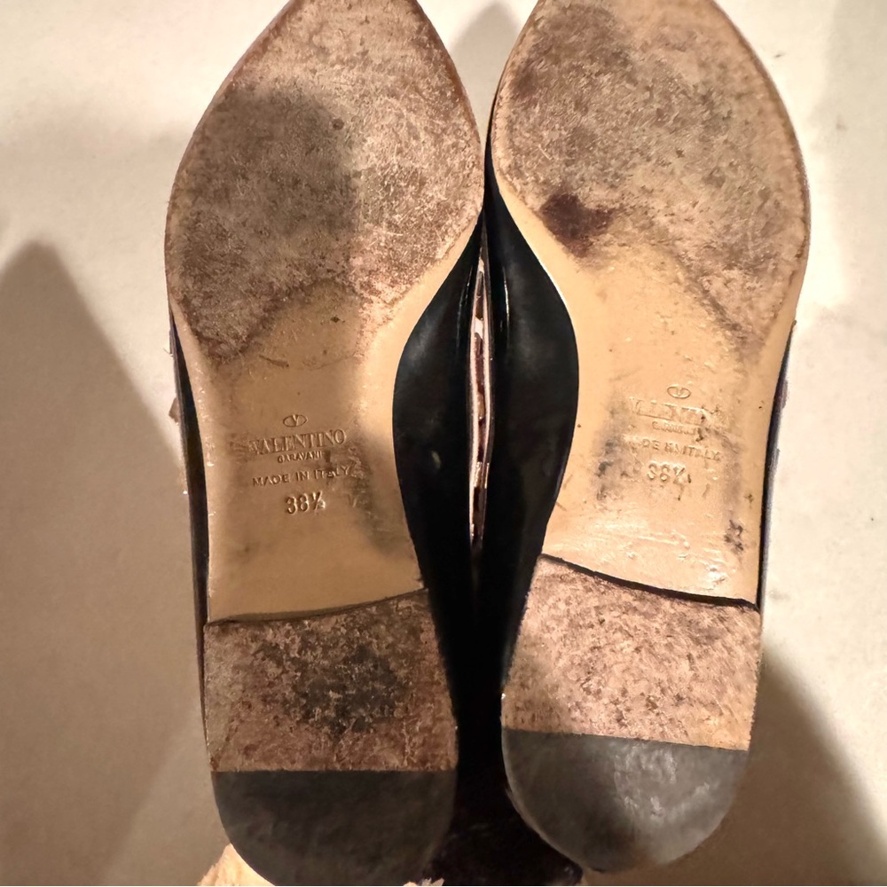 Valentino Garavani Rock Stud Patent Leather Pointed Toe Flats Black 38.5/8.5 - Picture 7 of 8
